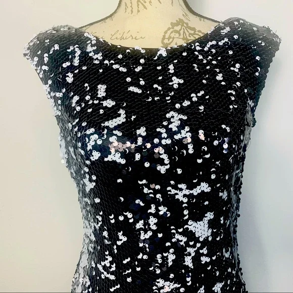 Aidan Mattox | Dresses | Aidan Mattox Black White Sequin Reversible Party  Formal Cocktail Dress | Poshmark